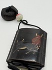 Antique Japanese Lacquer Inro 4-case Gold Maki-e Rice Sheaf   Oxen W  Bead