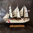 Vintage Wooden Model Ship Uscg Barque Eagle  Us Coastguard  Tall Sailing  Boat
