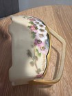 Vintage Porcelain Floral Basket With Gold Trim