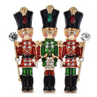Nutcracker Soldier Brooch Pin     Rhinestone Christmas Holiday Jewelry Gift