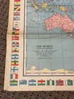 Vintage American Map Company 1950s World Map Mercator s Projection W  Flag Borde