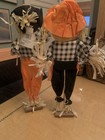 New 2 Set 15    Mr Mrs Straw Gingham Scarecrows Thanksgiving Fall Table Home Decor