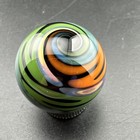 Contemporary Handmade Art Glass Marble 1  Green Blue Orange Surface Swirl Mib