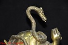 Chinese Ancient Buddhism Bronze Carving Auspicious Animal Snake Turtle Statue