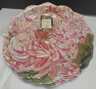 Nicole Miller Set Of 4 Pink Peony Melamine Deep Bowl Dinner Plate Floral Gold