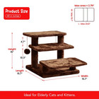 Mwpo 15 h 3-step Pet Stairs Cat Dog Steps For High Bed Sofa 2 Toy Balls Brown