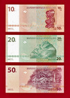 Three Beautiful Congo Unc Notes 10 Francs 2003  20 Francs 2003    50 Francs 2007