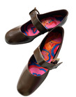 Nos Vintage 1960 s 1970 s Mod Women s Shoes - Brown With Psychedelic Insoles