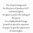 Hummingbird Earrings Faux Stained Glass Art Print Silver Charm Dangle Earrings