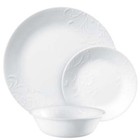 Corelle Madeline Embossed  12 Piece  White  Dinnerware Set