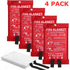 4 Pack Fire Blanket Fiberglass Hero Emergency Home Retardant Prepared 39  x39  
