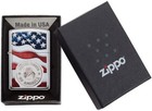 Zippo American Stamp On Flag High Polish Chrome 29395