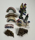 Vintage Miniature Figurine Pagoda Bridge Lot Of 10 Chinese Bonsai Decoration