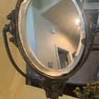 Antique Art Nouveau Beveled Mirror Held By A Cast Iron Victorian Lady