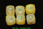 Collection Old Chinese Dynasty Agate Inlay Red Turquoise Carving 6 Piece Set