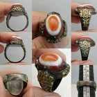 Roman Old  Agate Eye Goat Agate Stone Silver Rare Ring