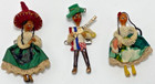 Set Of 3 Vintage Miniature Wooden Folk Doll Brooches Pins Chilean