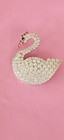 Lovely Vintage Silver Tone Red And Clear Rhinestone Swan Water Bird Brooch Pin