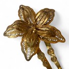 Vtg Gold Plated Floral Filigree Hair Pin Clip Comb 5 5  Gild Glam Flower Royal