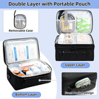 Medicine Bag For Traveling With Portable Small Pouch  Double Layer Pill Black