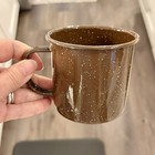 Vintage Enamelware Cup Brown W  White Speckles 3 25  Tall X 3 5  Dia