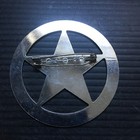 Vintage 1980s Premium Polished Chrome Metal Texas Ranger Star Badge 2-3 8 d