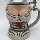 Vintage Gerz Handerbeit Barmaid Corset German Beer Stein 6  Tall With Pewter Lid