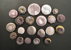 Lovely Vintage Lot Of 21 Purple Glass Buttons - Many Are Moonglows   m18 