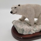 Smiling Polar Bear Statue Walking On Ice  With Wooden Base 6   x4   x4   