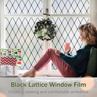 Frosted Black Lattice Window Film Static Cling Privacy Sun Blocking 17 7x78 7