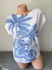 Sioni Nwt Tropical Palm Knit Top S Soft White Resort Coastal Santorini Dolman