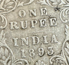 1893 India 1 Rupee Silver