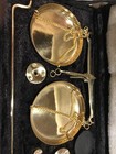 Antique Brass Jewelry Balance Scale With Velvet Box weight Set-missing Tweezers