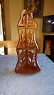 Vintage Solid Wood Wall Corner Shelf Hand Crafted Carved 17  With 3 Tiers