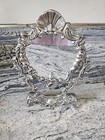 Vintage French Style Antique Silver Plated Dresser Vanity Swing Mirror Cherubs