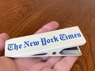 Vintage The New York Times Nyt Newspaper Advertising Metal Clip Blue Lettering
