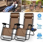 2 Packs Folding Zero Gravity Chair Patio Recliner Lounger Backyard With 2 Trays
