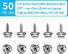 50pcs Marine Grade Stainless Steel Boat Canvas Snaps With 5 8  Screw Studs
