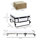Twin Size Folding Convertible Sleeper Bed Ottoman With Slipcover  Beige