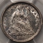 1858-o H10c Liberty Seated Half Dime Pcgs Au55  cac 