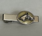 Vintage Anson Race Horse Head Tie Clip clasp On Enamel Stainless Steel Signed
