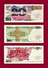 Poland Lot 20  50    100 Zlotych 1982-1988 Unc Banknotes  pick-142  143    149 