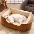 Cat Dog Bed Soft Pet Cushion Kitten Puppy House Basket Calming Bed Grey
