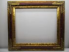 Large wide Vtg Ornate Solid Wood Gold   Maroon Pic Frame Fits 20  X 24 