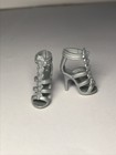 Barbie Doll Shoes Silver Strappy Open Toe High Heel Sandals