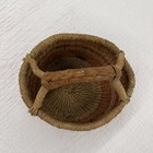 Handwoven Market Basket Multi Color With Leather Handle 8x8 Bolga Round Style