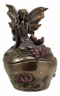 Ebros Art Nouveau Water Lily Fairy Small Trinket Decorative Jewelry Box 3 h