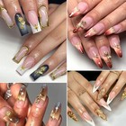 3d Metal Rose Nail Art Charms  Gold Roses Flowers Alloy Gold Rose Star Beads