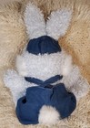 Dan Dee Collector s Choice 2007 White Plush Bunny Rabbit W  Denim Overalls   Hat