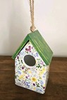 Decorative Hanging Floral Ceramic   Wooden Roof Birdhouse - Adorable